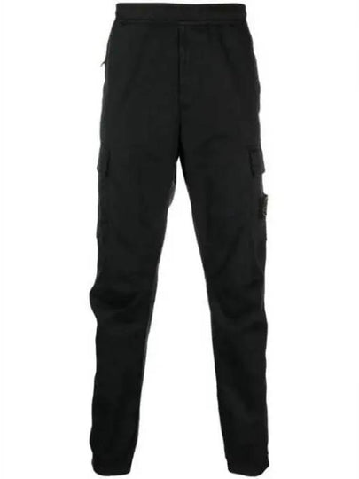 Garment Dyed Cotton Wool Satin Cargo Track Pants Black - STONE ISLAND - BALAAN 2