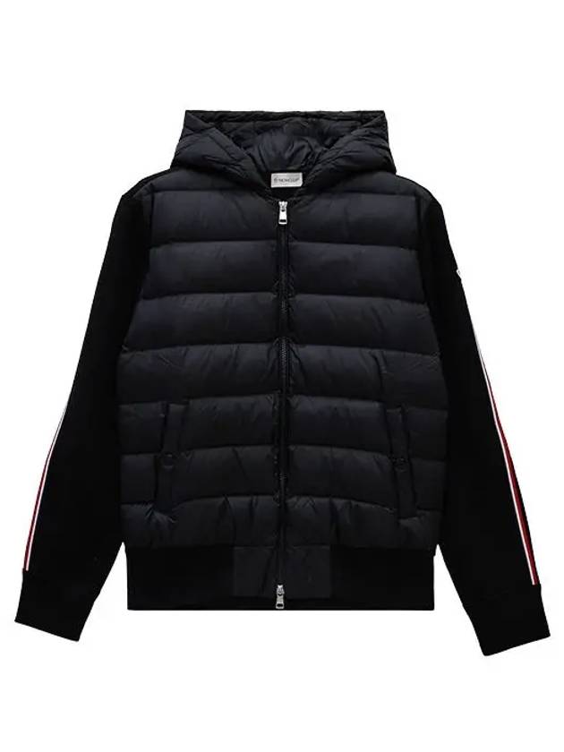 Logo Patch Padded Wool Hooded Jacket Black - MONCLER - BALAAN 2