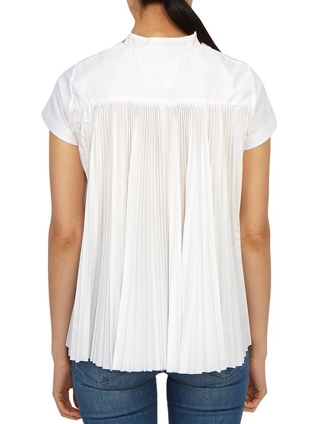 Women's Back Pleated Cotton Short Sleeve T-Shirt White - SACAI - BALAAN 6