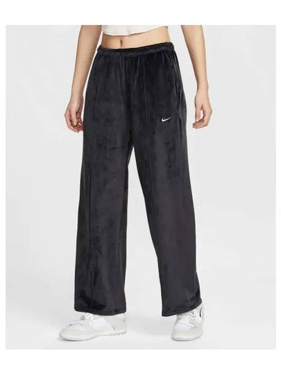 Sportswear Chill Knit Mid-Rise Velour Track Pants Black - NIKE - BALAAN 2