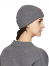 Embroidered Heart Logo Wool Beanie Grey - AMI - BALAAN 6