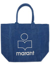 Yenky Embroidered Logo Large Shopper Tote Bag Blue - ISABEL MARANT - BALAAN 4