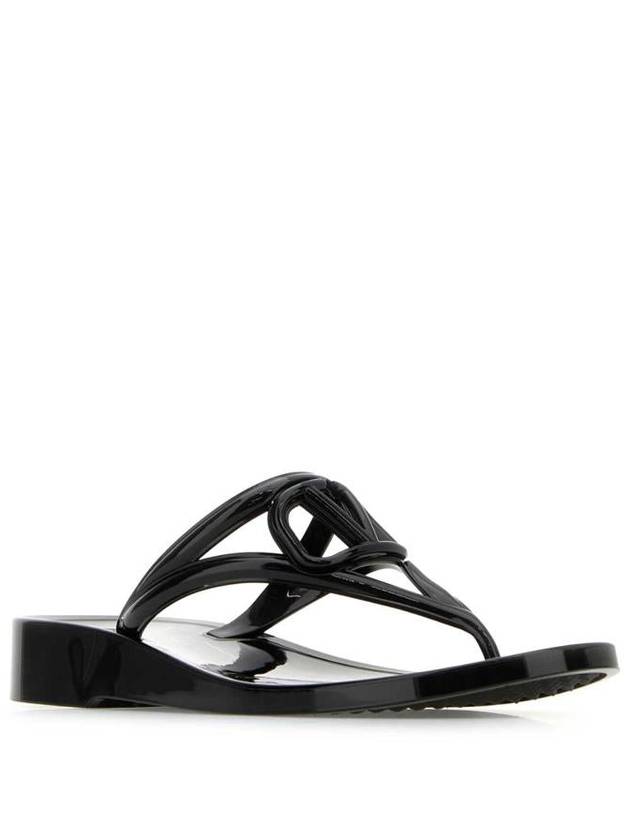 V Logo Signature Flip Flops Black - VALENTINO - BALAAN 3