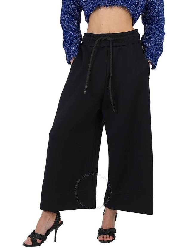 Burberry Ladies Black Crystal Detail Wide-leg Jersey Cropped Track Pants, Size Small - BURBERRY - BALAAN 1