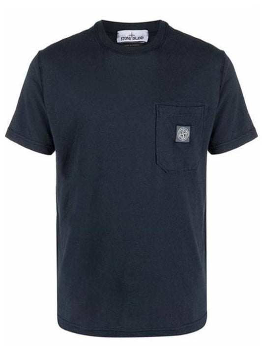 Waffen Logo Patch Pocket Short Sleeve T-Shirt Navy - STONE ISLAND - BALAAN.