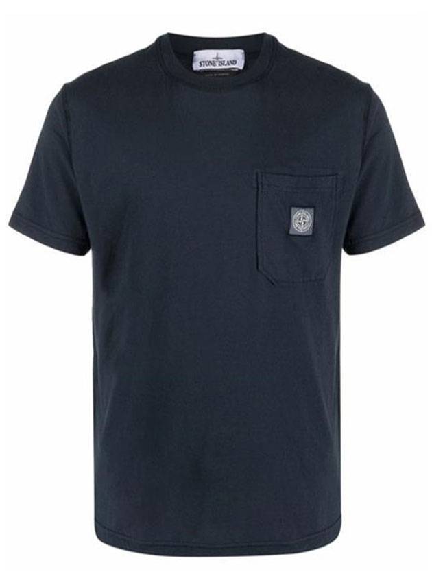 Wappen Logo Patch Pocket Short Sleeve T-Shirt Navy - STONE ISLAND - BALAAN 1