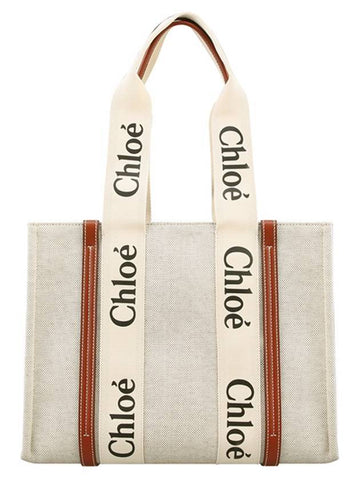 Woody Medium Tote Bag Beige - CHLOE - BALAAN 1