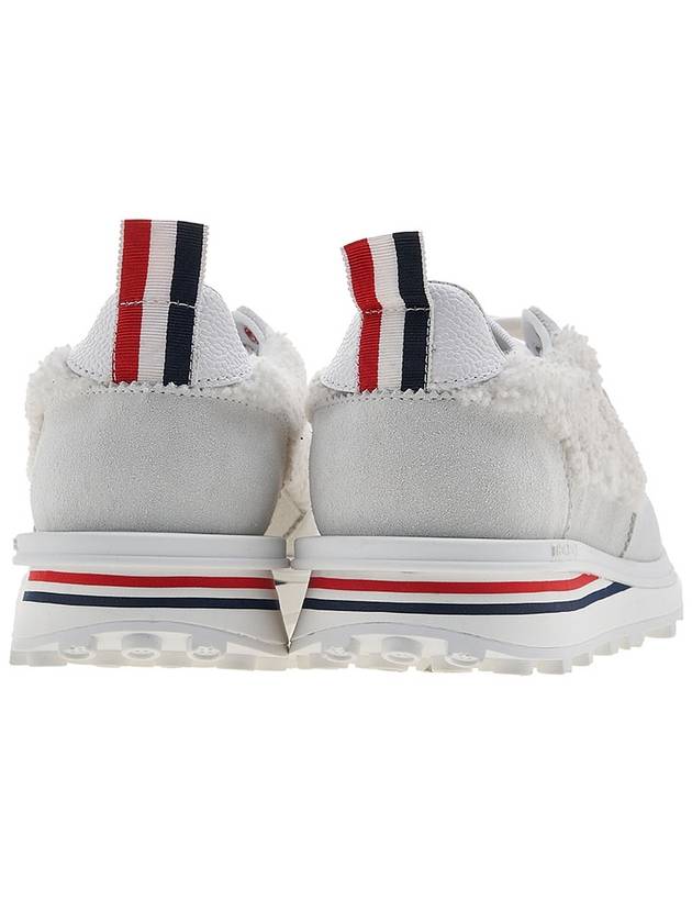 Tech Runner Shearling Suede Low Top Sneakers White - THOM BROWNE - BALAAN 5