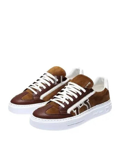 Gancini Low Top Sneakers Brown - SALVATORE FERRAGAMO - BALAAN 2