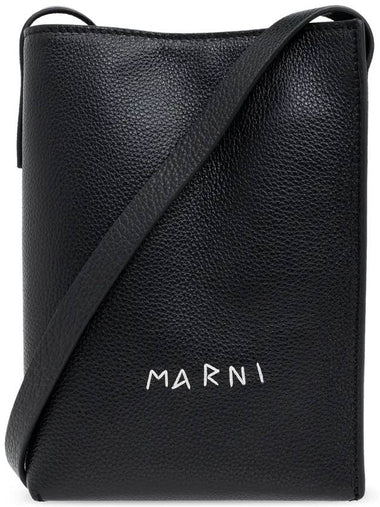 Logo Mini Leather Cross Bag Black - MARNI - BALAAN 1