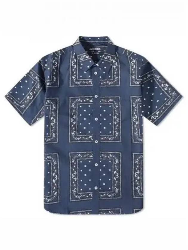 La Chemise Melo Paisley Bandana Short Sleeve Shirt Navy - JACQUEMUS - BALAAN 2