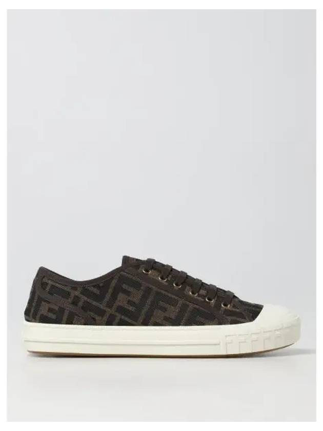 Domino FF Fabric Low Top Sneakers Brown - FENDI - BALAAN 2