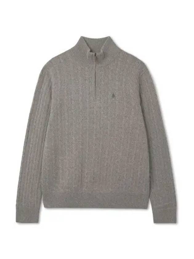 Cable Knit Wool Cotton Zipper Sweater Gray - POLO RALPH LAUREN - BALAAN 1