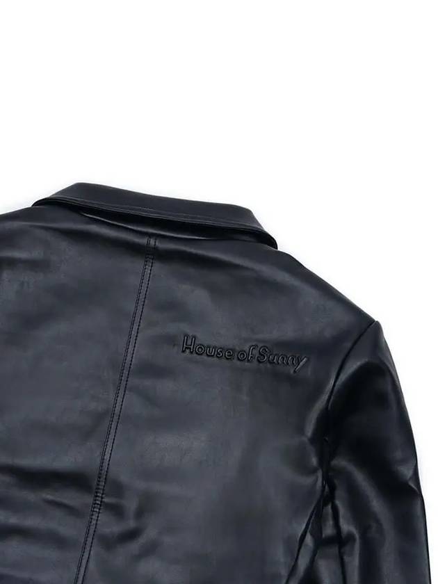 Men's Double Breasted Leather Jacket Black - HOUSE OF SUNNY - BALAAN 7