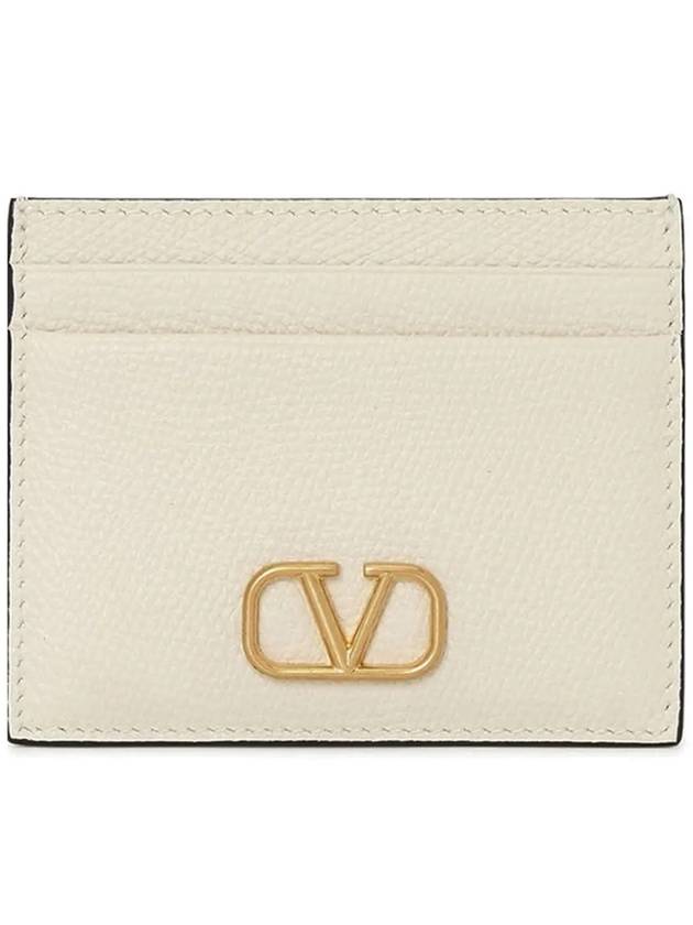 V Logo Signature Card Wallet Ivory - VALENTINO - BALAAN 3