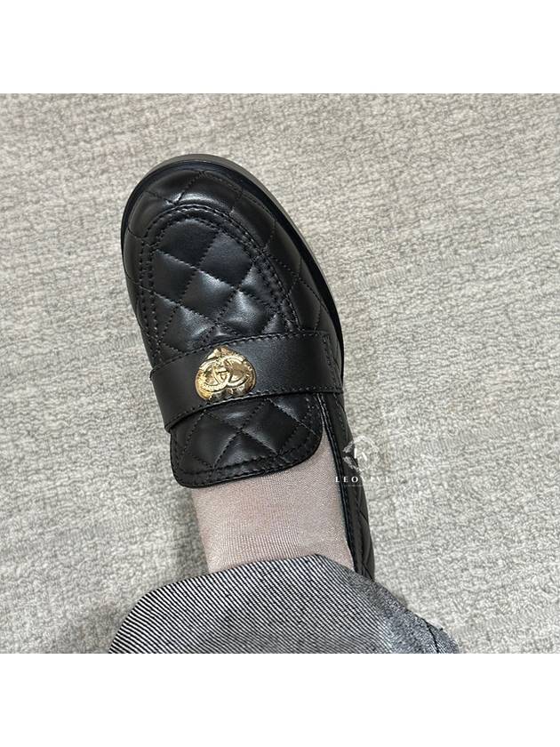 Lambskin Metal Heart Loafers Black - CHANEL - BALAAN 4