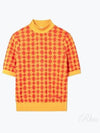 Jacquard Short Sleeve Knit Top Orange - TORY BURCH - BALAAN 2