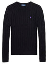 Embroidered Logo Pony Cable Knit Top Black - POLO RALPH LAUREN - BALAAN 2