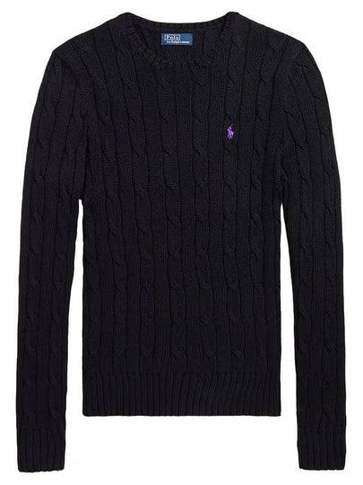 Embroidered Logo Pony Cable Knit Top Black - POLO RALPH LAUREN - BALAAN 2