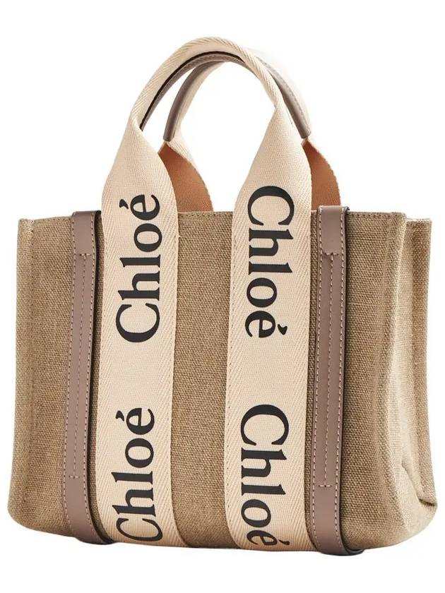 Woody Small Canvas Tote Bag Musk Grey - CHLOE - BALAAN 4