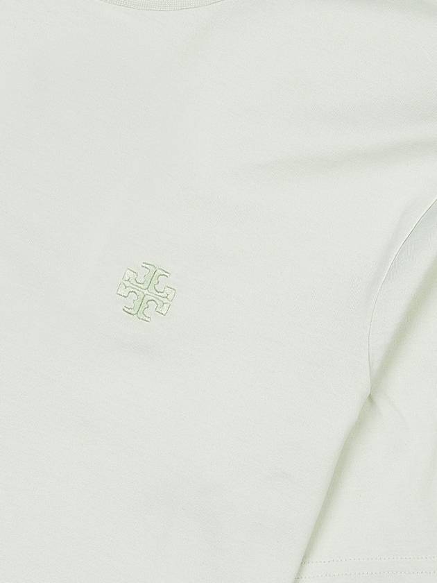 Embroidered Logo Cotton Short Sleeve T-Shirt Light Dewdrop - TORY BURCH - BALAAN 6