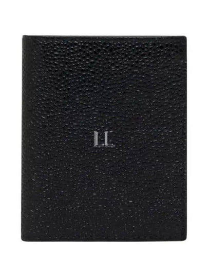 Pebble Grained Leather Double Card Wallet Black - THOM BROWNE - BALAAN 2