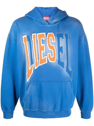 Lies Patches College Hoodie Blue - DIESEL - BALAAN 1