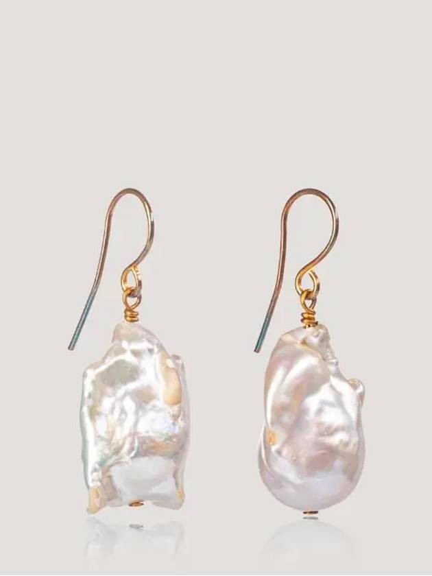 Pearl Detail Drop Earrings White Gold - JIL SANDER - BALAAN 2