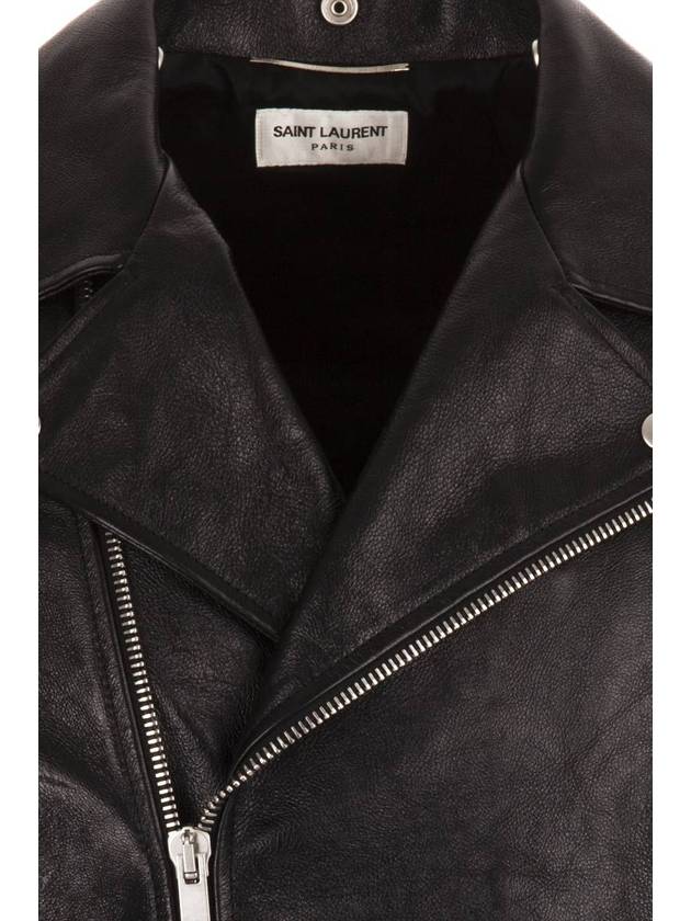 Classic Motorcycle Leather Jacket Black - SAINT LAURENT - BALAAN 4