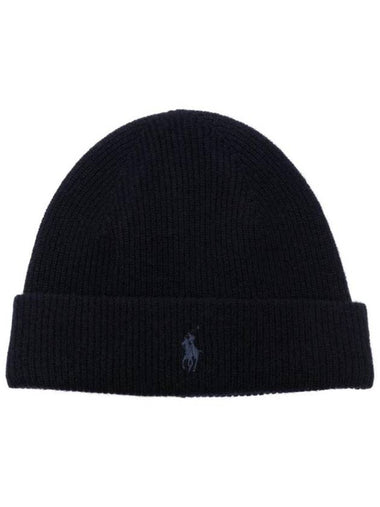 Pony Cashmere Beanie Navy - POLO RALPH LAUREN - BALAAN 1