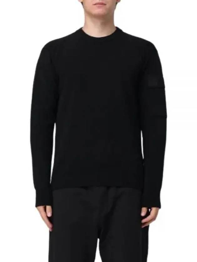 Merino Wool Crew Neck Knit Top Black - CP COMPANY - BALAAN 2