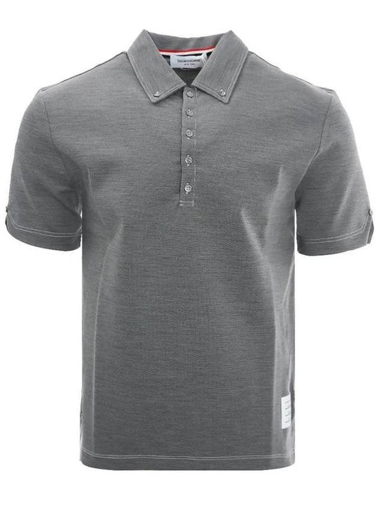 Men's Tech Milano Contrast Stitch Polo Shirt Grey - THOM BROWNE - BALAAN 1