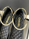 Ballerina Flat Shiny Lambskin Metal Imitation Pearls & Black - CHANEL - BALAAN 5