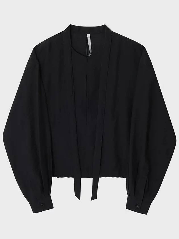 Silk Draped Scarf Blouse Black - NOIRER FOR WOMEN - BALAAN 3