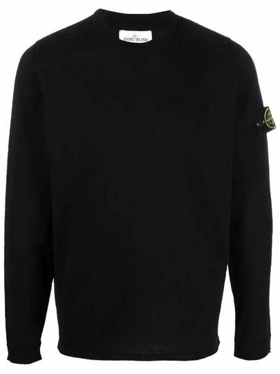 Wappen Patch Crew Neck Knit Top Black - STONE ISLAND - BALAAN 2