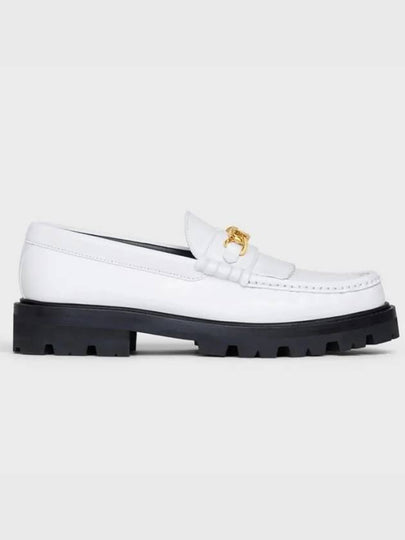 Triomphe Chain Polished Bull Margaret Loafers White - CELINE - BALAAN 2