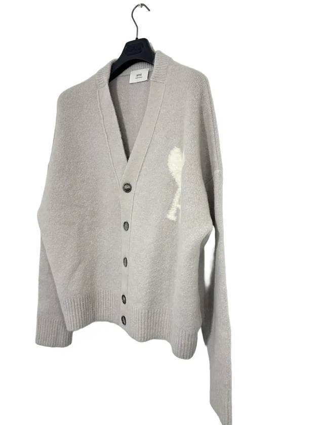 De Coeur V-Neck Cardigan Pearl Grey - AMI - BALAAN 4