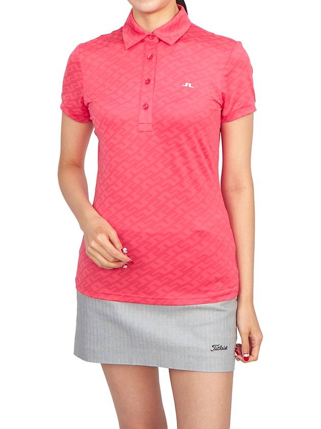 Alaya Jacquard Short Sleeve Polo Shirt Azalea - J.LINDEBERG - BALAAN 6