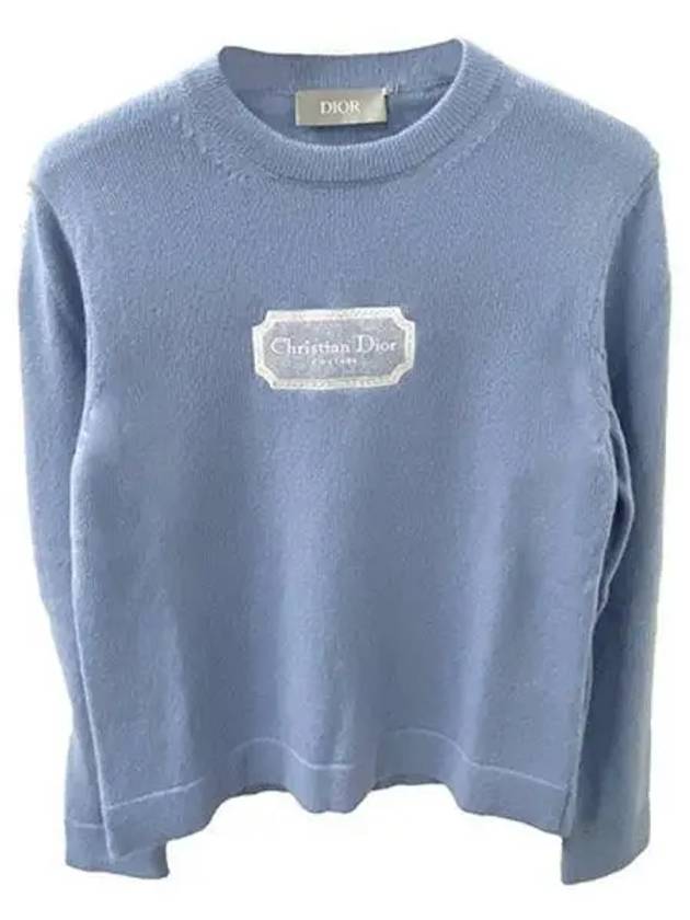 Couture Embroidered Cashmere Jersey Knit Top Blue - DIOR - BALAAN 2