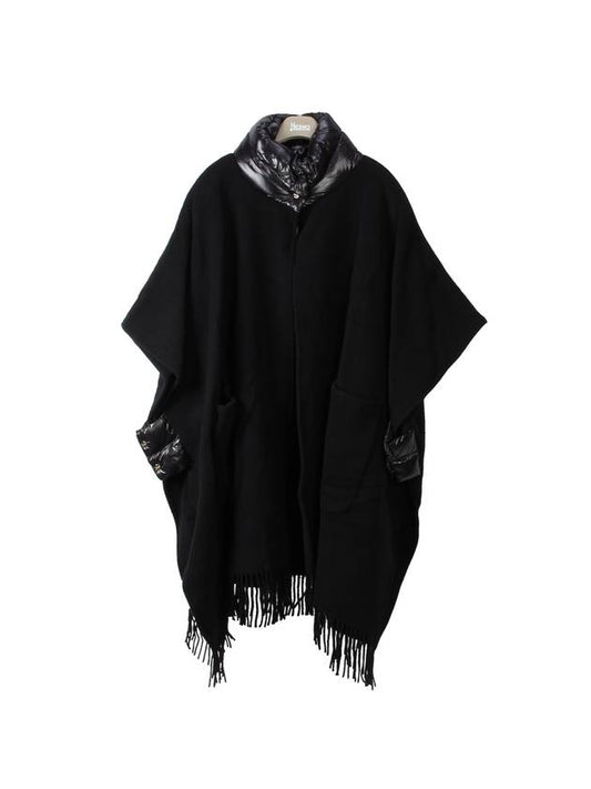 RESORT Women's Wool Poncho GC00056DR 33395 9300 BLACK HNC131 - HERNO - BALAAN 2