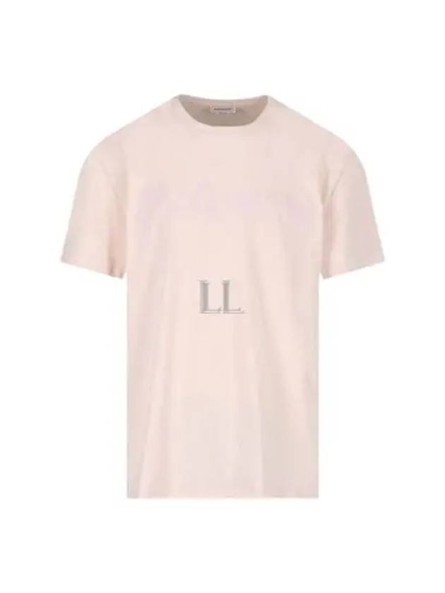 Men's Graffiti Logo Short Sleeve T-Shirt Pink - ALEXANDER MCQUEEN - BALAAN 2