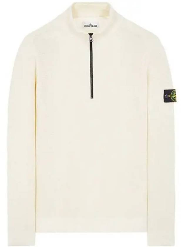 Wappen Patch Half Zip Up Knit Top Ivory - STONE ISLAND - BALAAN 2