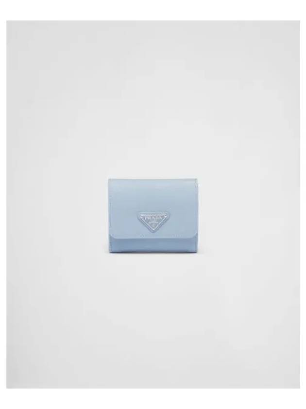 Saffiano Leather Half Wallet Pale Blue - PRADA - BALAAN 1