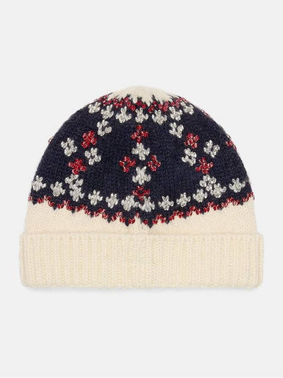 Embroidered Beanie in Fair Isle Wool - CELINE - BALAAN 2