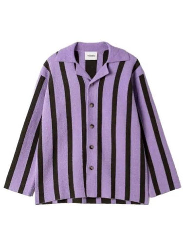 Nanushka M Almar Shirt STRIPE DARK KHAKI LILAC - NANUSHKA - BALAAN 1