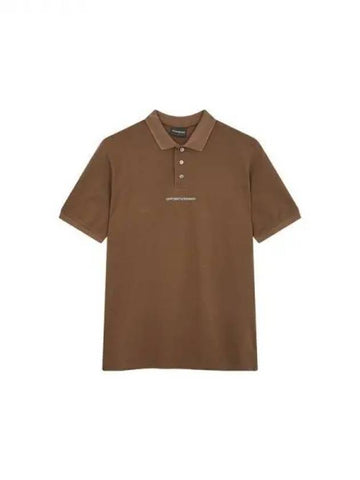 Men s Logo Point Pique Shirt Brown 270031 - EMPORIO ARMANI - BALAAN 1