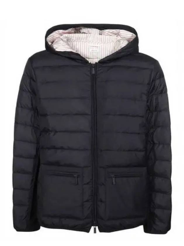 Zipper front padded hooded jacket navy MJD105 XF0241 - THOM BROWNE - BALAAN 1