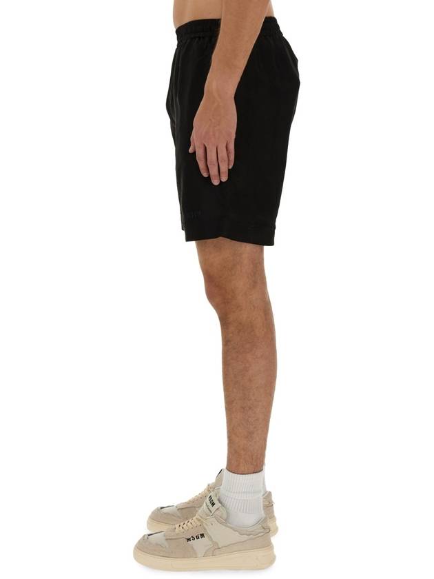 Embroidered Logo Shorts Black - MSGM - BALAAN 4