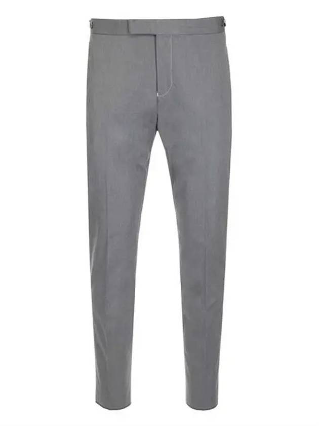 Men's Three-Stripe Tab Tailored Low Rise Straight Pants Grey - THOM BROWNE - BALAAN.