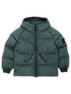 Stone Kids Waffen Patch Down Hooded Padded Jacket Dark Green 811640223 V0057 14A Adults can wear - STONE ISLAND - BALAAN 3